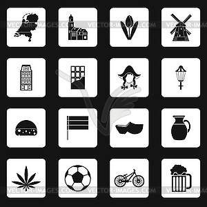 Netherlands icons set, simple style - vector clipart / vector image