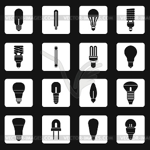 Light bulb icons set, simple style - vector image