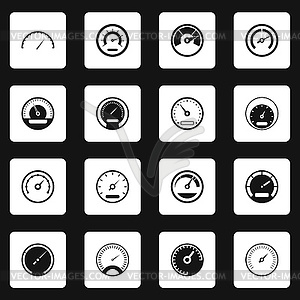 Speedometer icons set, simple style - vector clip art