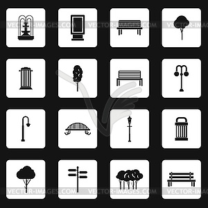 Park icons set, simple style - vector clip art