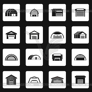 Hangar icons set in simple style - vector image