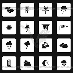 Weather icons set, simple styl - vector clipart