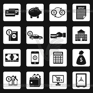 Banking icons set , simple style - vector clip art