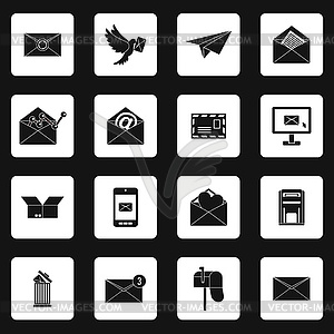 Email icons set, simple style - vector image