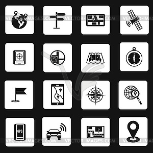 Navigation icons set, simple style - vector clip art