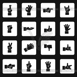 Hand gesture icons set, simple style - vector clipart / vector image