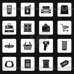 Supermarket icons icons set, simple style - vector image