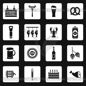 Набор иконок пива в простом стиле - черно-белый векторный клипарт