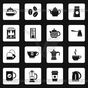 Coffee icons set, simple style - vector clipart