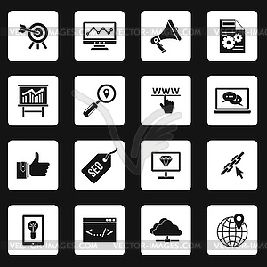 SEO icons set, simple style - vector clip art