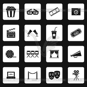 Cinema icons set, simple style - royalty-free vector clipart