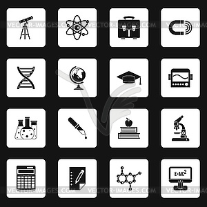 Science icons set, simple style - vector clipart