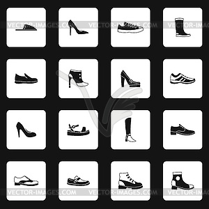 Shoe icons set, simple style - vector clipart