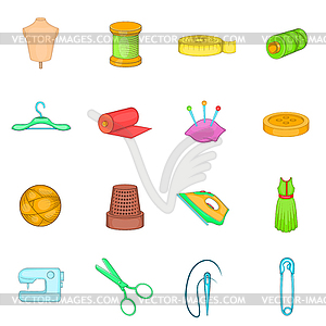 Tailoring icons set, cartoon style - vector clip art