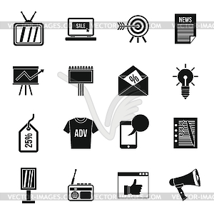 Advertisement icons set, simple style - vector image