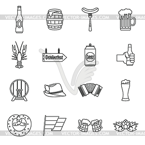 Oktoberfest icons set, outline style - vector image