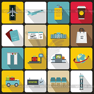Airport icons set ,flat style - vector clipart