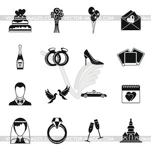 Wedding icons set, simple style - vector clip art