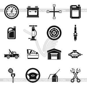 Car maintenance and repair icons set, simple style - vector clip art