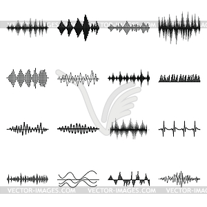 Sound wave icons set, simple style - vector image