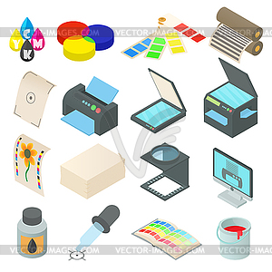 Printing icons set, simple style - vector image