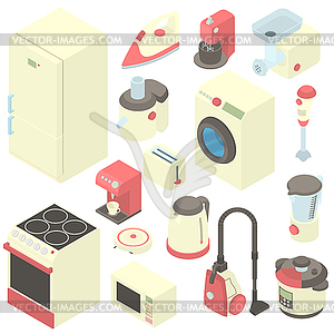 Household appliance icons set, cartoon style - vector clipart / vector image