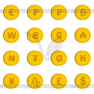 Currency of different countries icons set - vector clip art