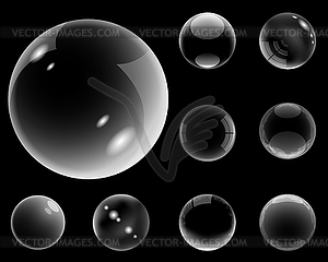 Transparent bubbles set, realistic style - vector clip art