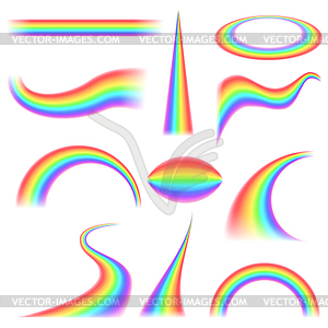 Rainbows in different shape realistic set - royalty-free vector clipart