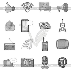 Advertisement icons set, black monochrome style - vector clipart