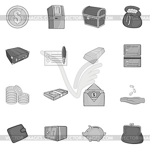 Banking icons set in black monochrome style - vector image