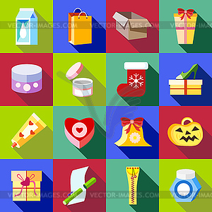 Packaging icons set, flat style - vector clipart