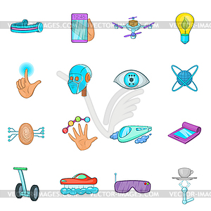 New technologies icons set, cartoon style - vector clip art