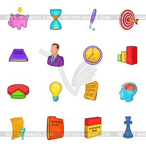 Business planning set, cartoon style - vector image