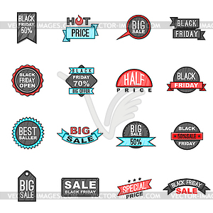 Black Friday icons set, cartoon style - vector EPS clipart