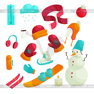 Winter icons set in flat style - vector clip art