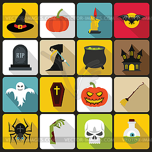 Halloween icons set in flat style - vector clipart