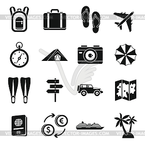 Travel icons set, simple style - vector clip art