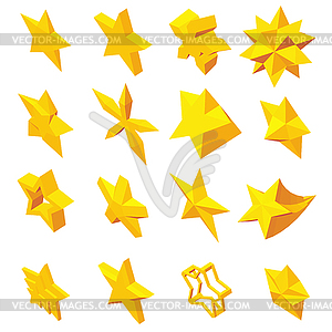 Star icons set, isometric 3d style - vector clipart