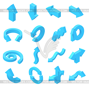 Arrows icons set in isometric 3d style - vector image