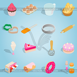 Bakery isometric set icons - vector clipart