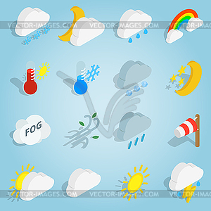 Weather set icons, isometric 3d style - royalty-free vector image