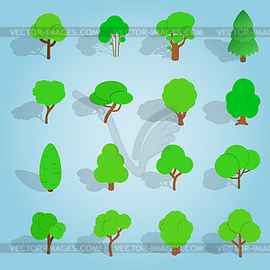 Tree set icons, isometric 3d style - vector image
