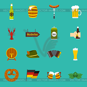 Oktoberfest icons set, flat style - vector EPS clipart