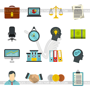Banking icons set, flat style - vector clip art