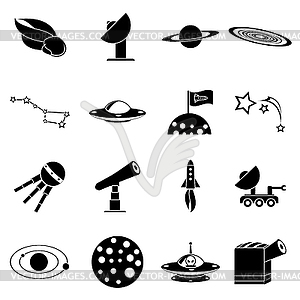 Space icons set, simple style - vector image