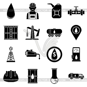 Oil industrial icons set, simple style - vector clip art