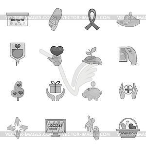 Charity organization icons set - vector image