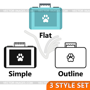 Suitcase for animals icons set - stock vector clipart