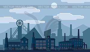 Концепция строительства промышленного завода - векторный клипарт / векторное изображение
